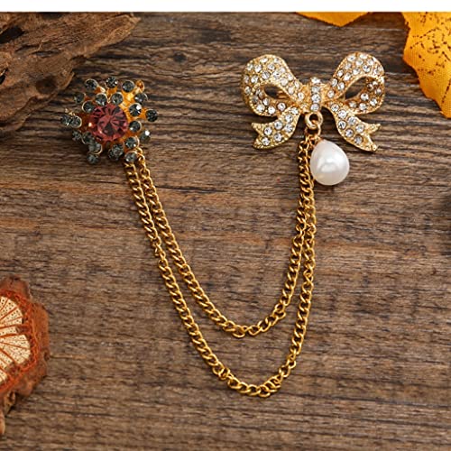 Broche anti-bâillement pour col de chemise et pull avec chaîne perle - 2