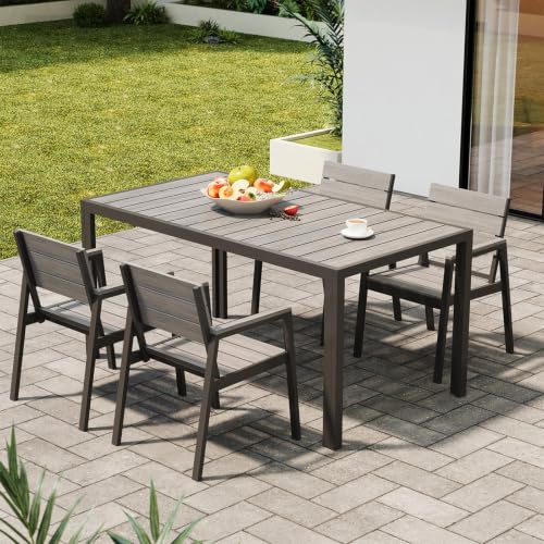 Devoko Conjunto Mesa y Sillas Jardín Terraza Exterior 4Pzs Aluminio 150cm