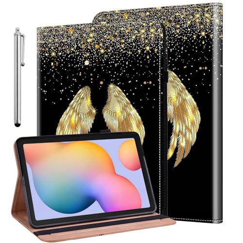 Coque Samsung Galaxy Tab S6 Lite ALILANG antichoc avec porte-stylet motif ailes dorées