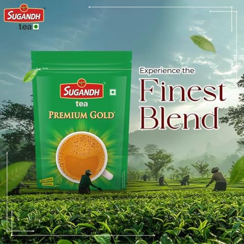 Image of Sugandh Tea 1 KG Premium Gold Tea Pack of 1 CTC Processing Strong and Rich in Taste Aromatic Flavor 100% Natural Ingredients Kadak Premium Chai