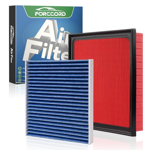 Forccord Cabin & Engine Air Filter Fit for Toyota RAV4 2019-25 Camry 2018-24 Highlander 2020-26 Avalon 2019-22 ES350 2019-25 Activated Carbon Cabin Filter Replacement CF12157 CA12377 (Not Hybrid!)