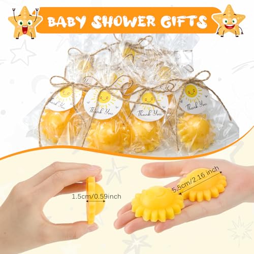 demissle 20 pcs sun soap baby shower favors for sunshine party here comes the son baby favors mini handmade soap gifts with thank you card for guest gender reveal party decoryellow