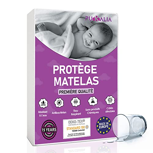 Pukalia Protège Matelas Bébé 60x120 Imperméable, Antibactérien et Absorbant, Alèse 60 x 120 Respirante, Anti-Acarien Cover