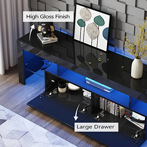 Aline Tv Stands For 65/70/75 Inch Tv, Black Tv Stands For Living Room, Led Tv Stands With Storage, Black Entertainment Center For 65/70/75 Inch Tv, Black Tv Console Table For Living Room, Bedroom #TOP2