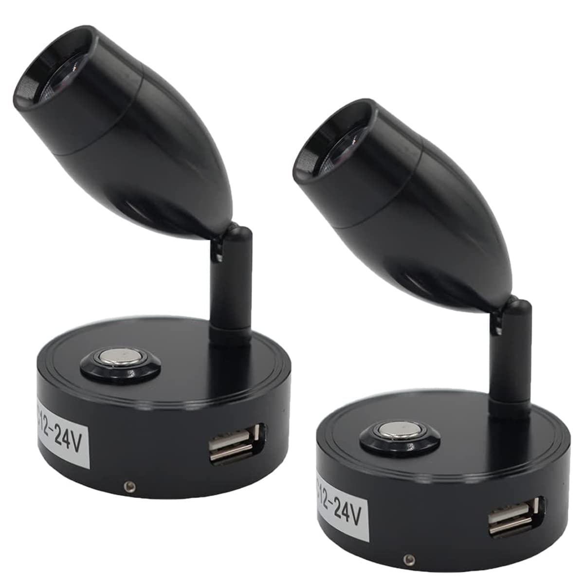 12V LED Spot Leselicht mit USB-Ladeanschluss, Touch dimmbar Auto-Innenbeleuchtung für Wohnmobil, Camper, Wohnwagen, Boot, Warmweiß (2 Stück)