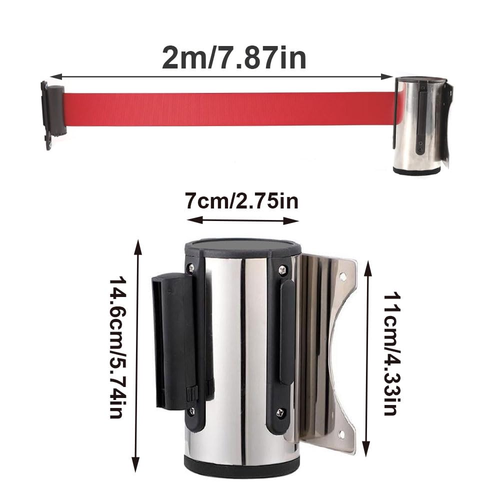 Cinta Separadora Extensible Barrera 2M Cinta Separadora Retractil Montaje en Pared Cintas Separadoras Crowd Control Cinta Seguridad con Acccesorios
