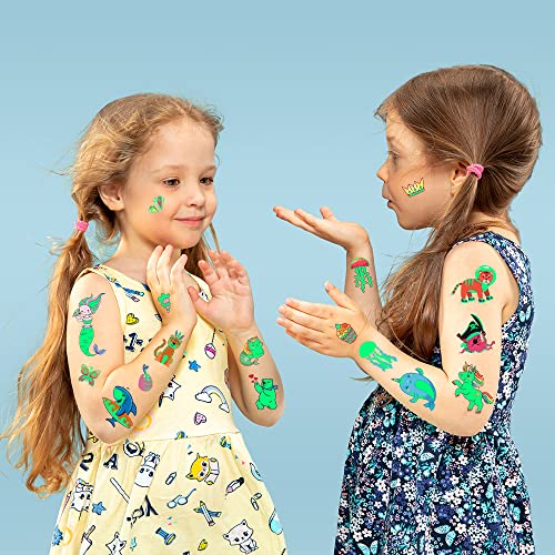 image for AWINMAY 310pcs Glow Temporary Tattoos For Kids,Mixed Styles Glow In Th