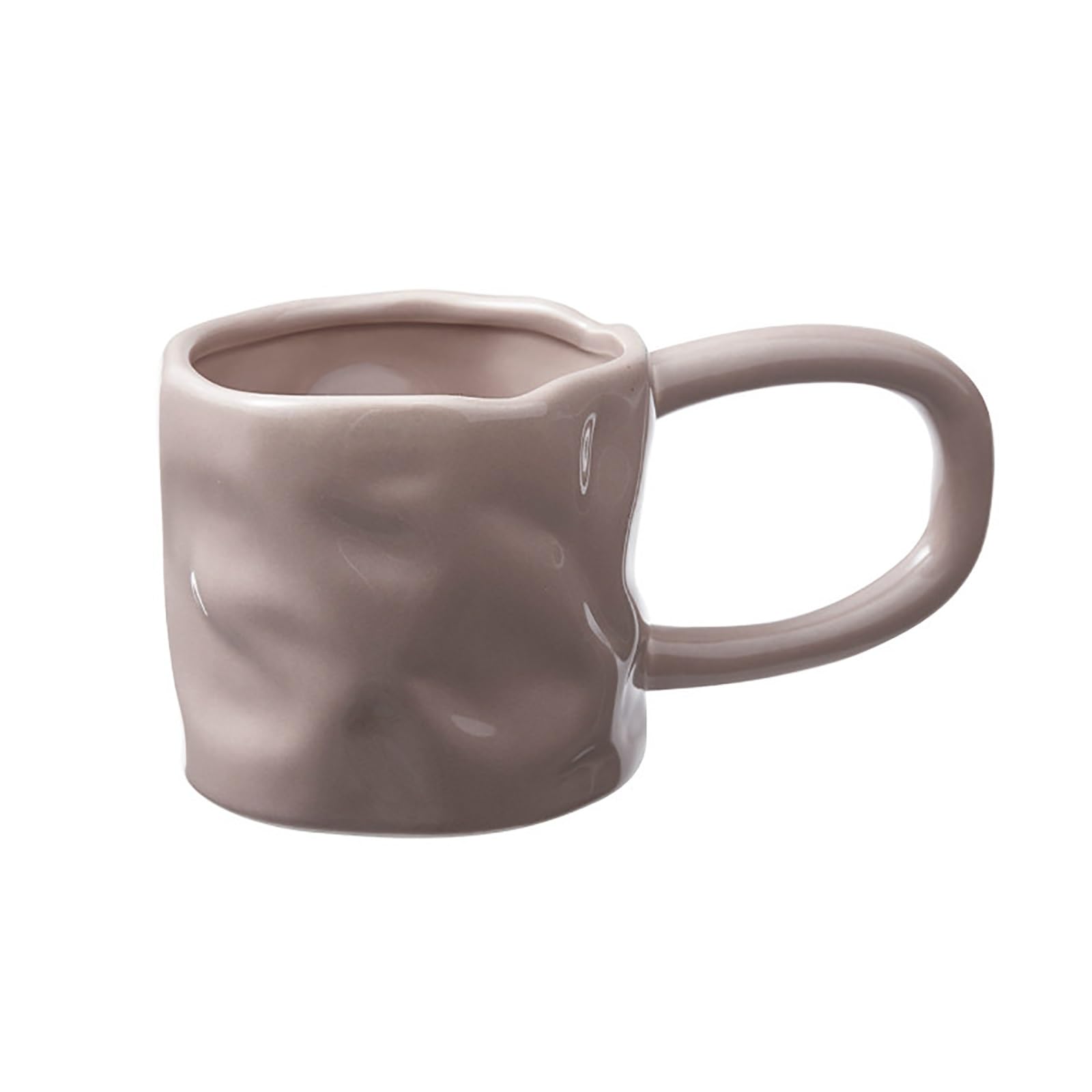 Taza Desayuno Irregular, Taza Ceramica con Asa, Textura Modelada A Mano, Apta para Microondas y Lavavajillas, para Uso en El Hogar u Oficina(Pink)