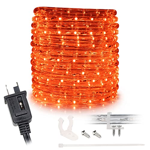 WYZworks 25 feet Orange Pre-Assembled LED Extendable Rope Lights with 10', 50', 100', 150' Option - Christmas Xmas Tree Holiday Decoration Lighting | ETL Safety Certified
