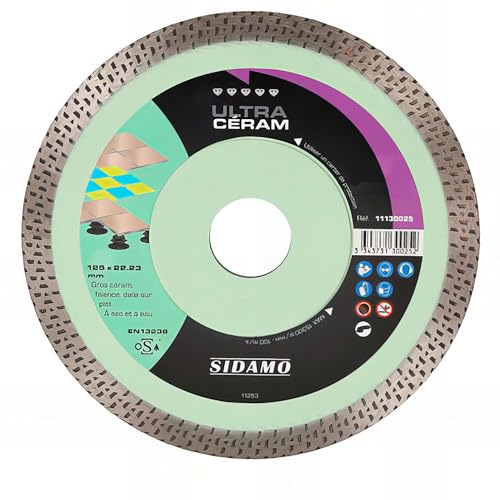 Disque diamant ULTRA CÉRAM D. 125 x 22,23 x H 10 mm Grès céram/faïence - 11130025 - Sidamo