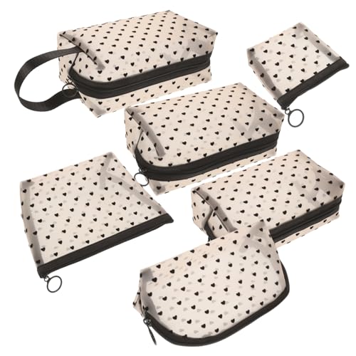 Organizza La Tua Bellezza 6 Pezzi Borsa Da Toilette A Forma Di Cuore in Rete Con Cerniera Borse Per Il Trucco Piccole E Portatili Per Donne
