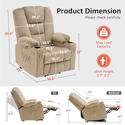 Sillón Power Lift Plegable Beige miniatura 3