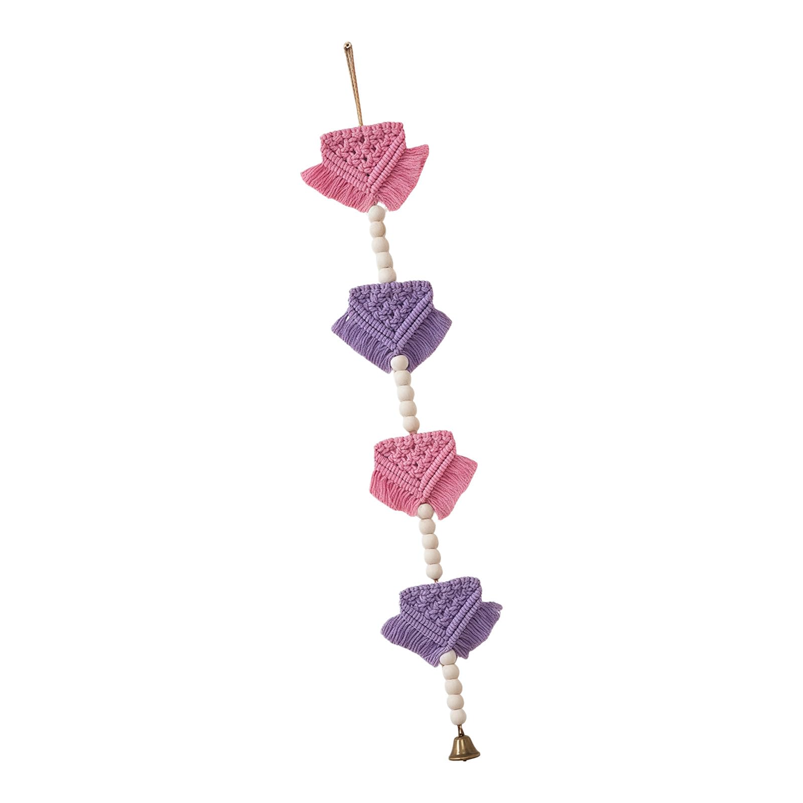 NVOQILIN Colorful Woven Wall Art with Metal Bells and Tassels Pennant Wooden Beads for Home Hanging Decoration and Photography Kids Room Decors