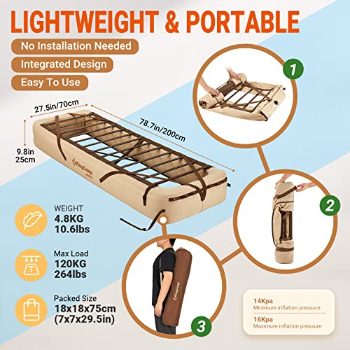 Kingcamp Camping Air Bed - Portable & Compact Guest Air Mattress With Accessories, Single High Inflatable Blow-Up Bed For Camping, Home, Tent, And Beach Activities (Bed Only, No Mattress Included) #TOP1