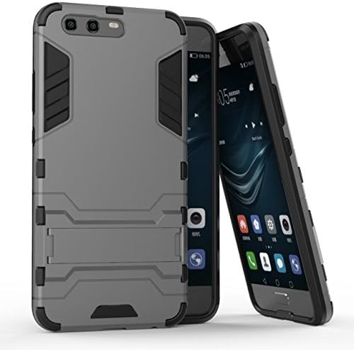 Huawei P10 Case, CHcase Huawei P10 Cover - Full Body Shock Resistant Armour Case -High-Tech Look -Dual Layer -Kickstand for Huawei P10 -Gray Armor