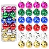 AllBeauty 24ct 40mm Christmas Balls Ornaments Essential Christmas Tree Decorations Shatterproof Indoor for The Home Holiday Party Decoration (4CM/6Colors, 24ct)