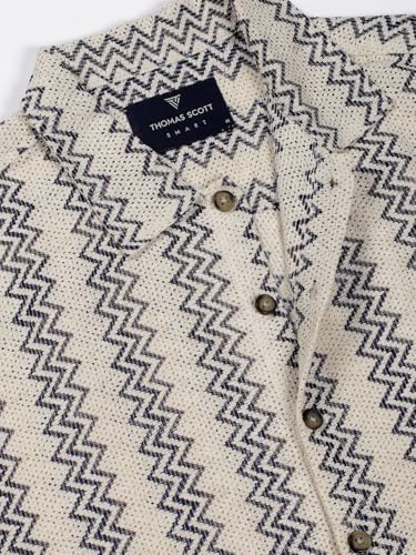 Image of Thomas Scott Men's | Geometric | Half Sleeve | Relaxed Fit | Cotton Poly Blend | Spread Collar | Casual Shirt