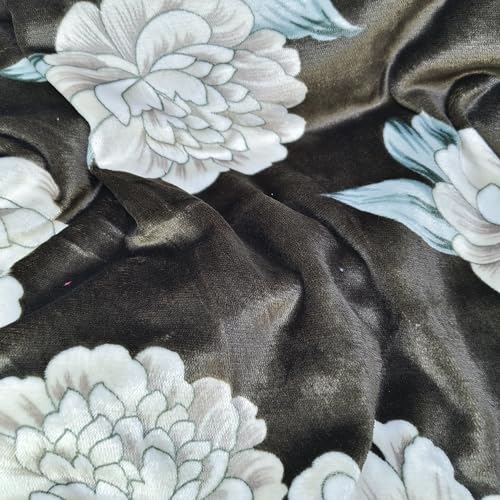 Image of Winter Premium Flannel Velvet Warm Duvet Cover Quilt Cover | Rajai Cover | Blanket Cover | Comforter Cover Single Size 60x100 inches Woollen (Brown Colorfull Flower, Single Bed)