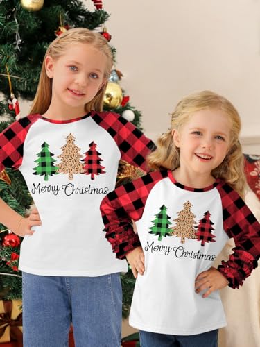 BesserBay Christmas Girls Cute Ruffled Long Sleeve Raglan Shirt 1-10 Years3