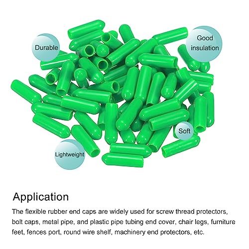 Image of MECCANIXITY 50pcs 4mm Rubber End Caps Cover PVC Vinyl Screw Thread Protector Round Wire Shelf Caps for Screw Bolt Pipe Fence Post, Green