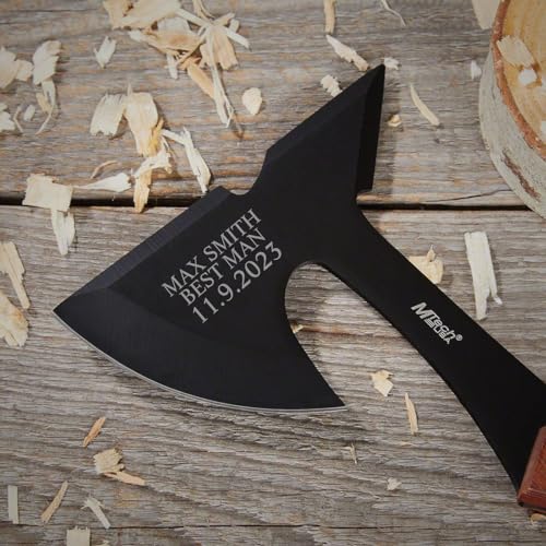 Personalized Tactical Camping Hatchet with Sheath - 9-inch Custom Camping Axe for Best Man and Groomsmen