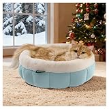 Picture of BALANCE Cat Beds for Indoor Cats, Washable Round Cat Bed, Cute Kitten Bed with Anti-Slip Bottom for Kitty and Puppy, 18 Inches, Dream Blue