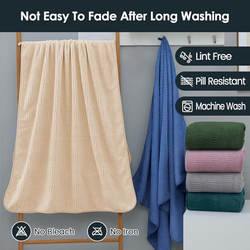 Image of JML Microfier Bath Towels Set, Large Microfier Body Towel for Adult, 2 Pack, 30 inch x 60 inch, Oversized, Soft, Super Absorbent, Fast Drying, Use for Suana,Gym,Sport, Fitness, Yoga, Diamond Cross Grid Camel