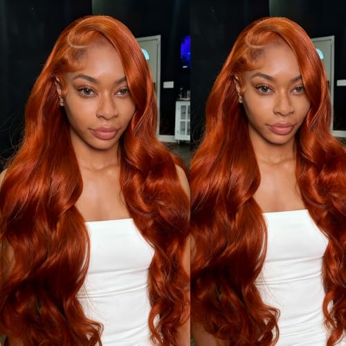 30 Inch Ginger Orange Lace Front Wigs Human Hair 13x6