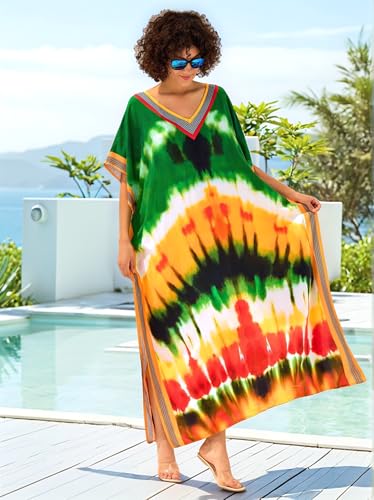 Image of NFVNKJ Women's Plus Size Beach Lounge Kaftan Maxi Dress Swimsuit Coverup for Women