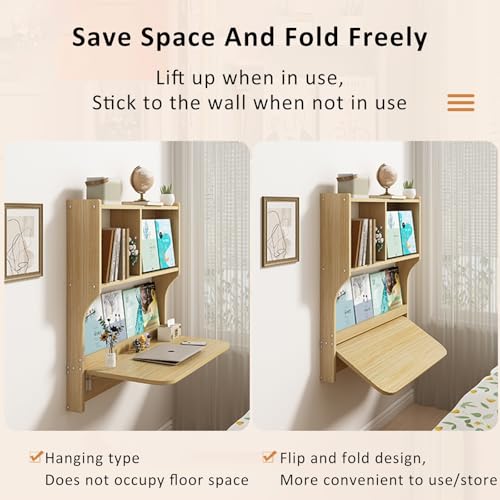 Établi pliable mural en bois et métal table rabattable gain de place