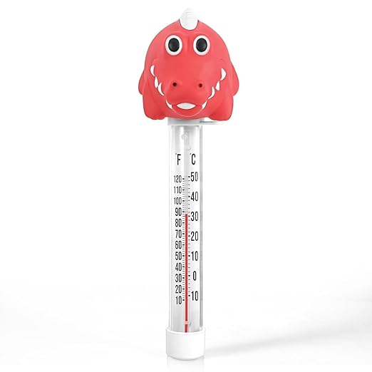 Floating Pool Thermometer, Large Display with String Easy to Read, Shatter Resistant, for Outdoor & Indoor Swimming Pools, Spas, Hot Tubs & Aquariums (Alligator)