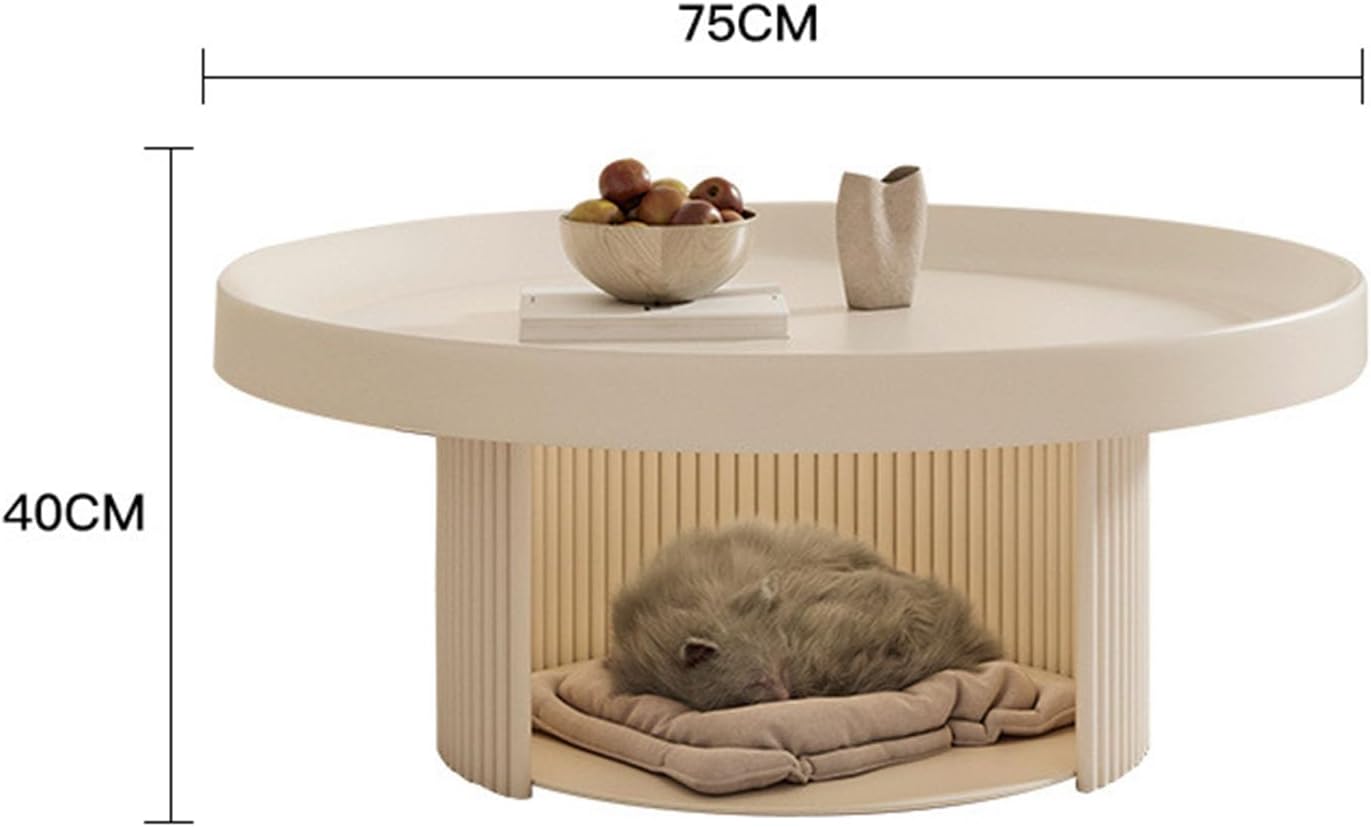 JATIBOSH Round Coffee Table Small House Type Simple Milk Tea Coffee Table Sales Office Balcony Leisure Small Round Table Negotiation Table Reception Guests for Living Room, Bedroom