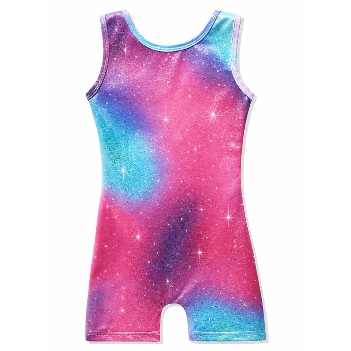 HOZIY Gymnastics Leotards for Girls with Shorts Toddlers Biketards Rainbow Unicorn Dinosaur Mermaid Leopard Flower Galaxy