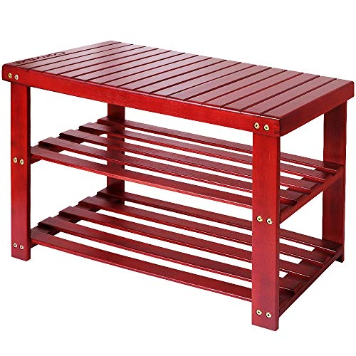 Shoe Rack Bench 3-Tier Bamboo Shoe Organizer Storage Shelf Hold Up 268 Lbs