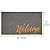 mDesign Rectangular Coir and Rubber Entryway Welcome Doormat with Natural Fibers for Indoor or Outdoor Use - Decorative Script Welcome Design - Grey/Natural