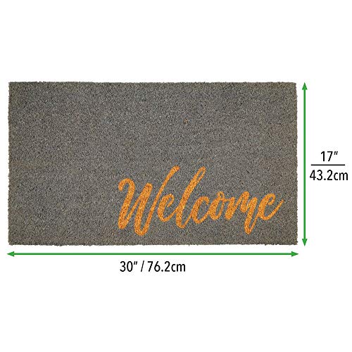 image for mDesign Rectangular Coir and Rubber Entryway Welcome Doormat with Natu