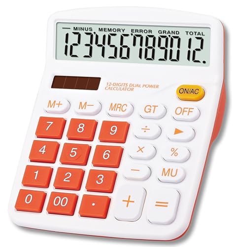 Meichoon Großer Solar-Tischrechner mit doppelter Stromversorgung, Finanzrechner, 12-stellige Anzeige, Standardfunktion, multifunktional Meichoon Großer Solar-Tischrechner mit doppelter Stromversorgung, Finanzrechner, 12-stellige Anzeige, Standardfunktion, multifunktional