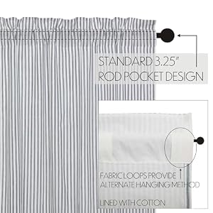 VHC Brands Sawyer Mill Blue Window Prairie Panel Set Room Darkening Farmhouse Country Drapes Striped Pattern 84×36 Curtain 84x36x18