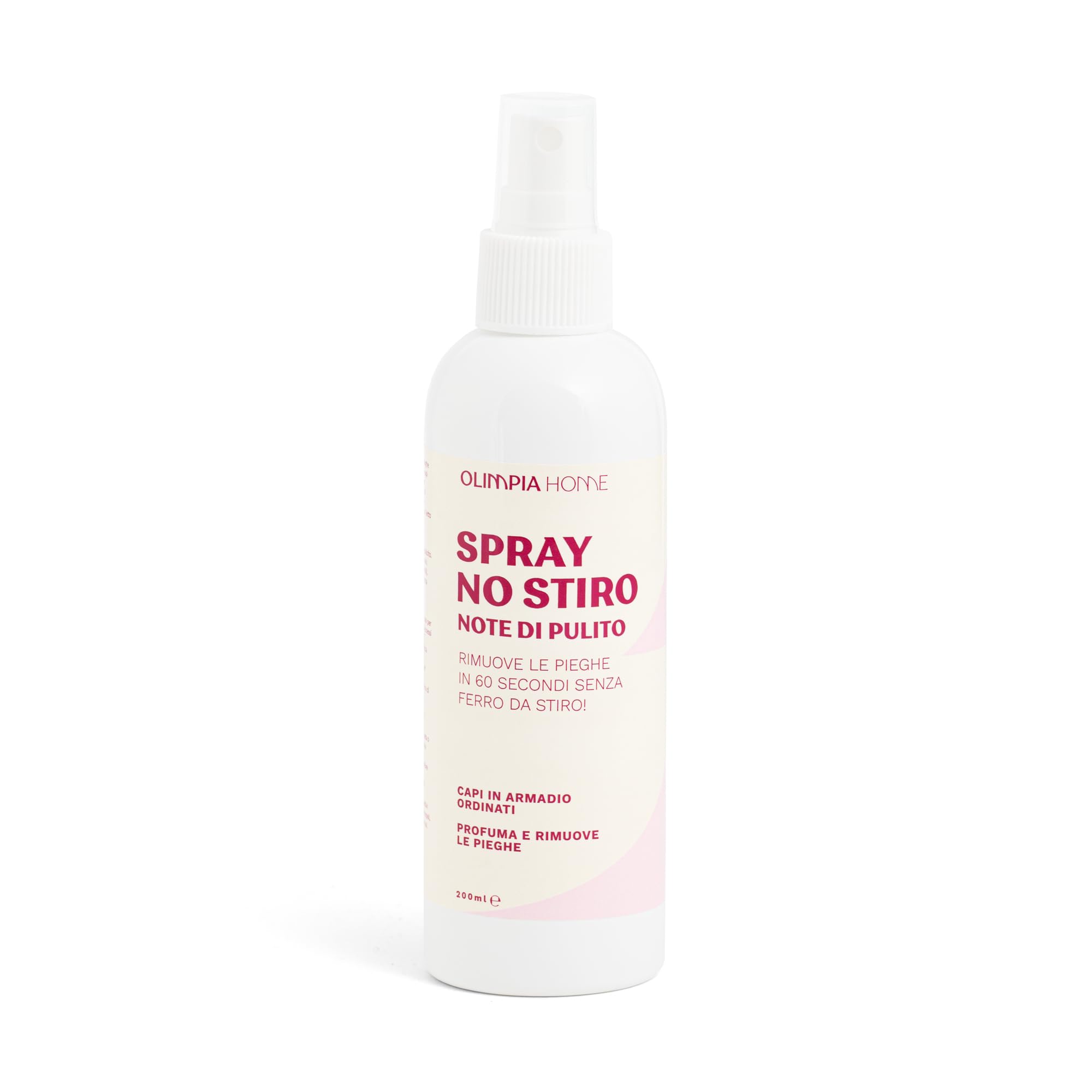 Spray No Stiro Note di Pulito Ml.200 - Rimuove le Pieghe in 60 Secondi Senza Ferro da Stiro | Anti Piega Spray per Lenzuola Tende Camicie e Tessuti Casa | Profumo Fresco Bucato | Made in Italy