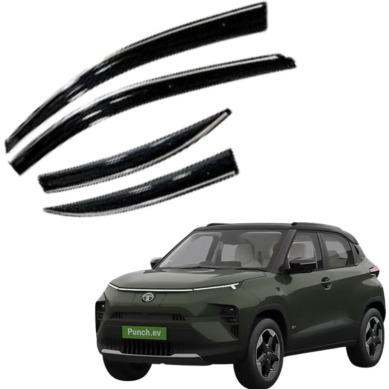 Image of CAR SAAZ Chrome Line Door Visor for Punch EV (2024-Present) (Set of 4Pcs) | Window Rain Guard | Wind Deflector