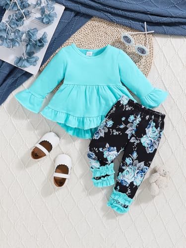 Baby Girl Clothes Infant Toddler Girl Outfit Long Sleeve Shirts Top Rufffle Pants Little Girls Clothes2