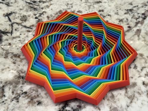 Image of Expanded Sensory Fidget Star with Handle - Visually Captivating and Satisfyingly Noisy! (True Rainbow, Large)