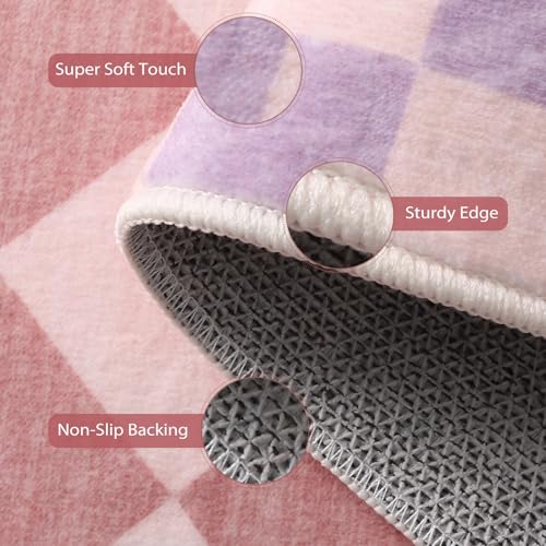 Tapete decorativo a cuadros 5x7 rosa para dormitorio miniatura 4
