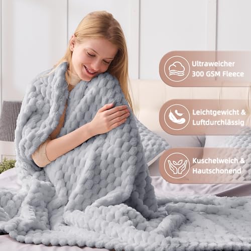 Vielit Kuscheldecke Flauschig 220x240 cm – Ultraweiche Fleecedecke für Couch & Sofa, Warme Wohn- & Kuscheldecke, Leichte Sofadecke, Gemütliche Couchdecke, Atmungsaktiv & Pflegeleicht Decke Grau