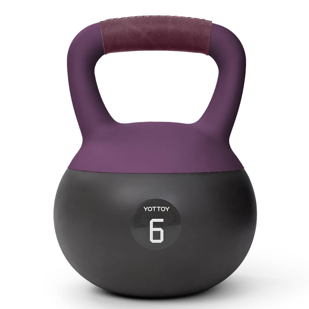 YOTTOY Soft Kettlebell with Leather Handle – Anti-Slip Sweat-Absorbing Grip, Home Gym Kettlebell Weights for Strength Training, Safe Neoprene Kettlebell for Women & Men
