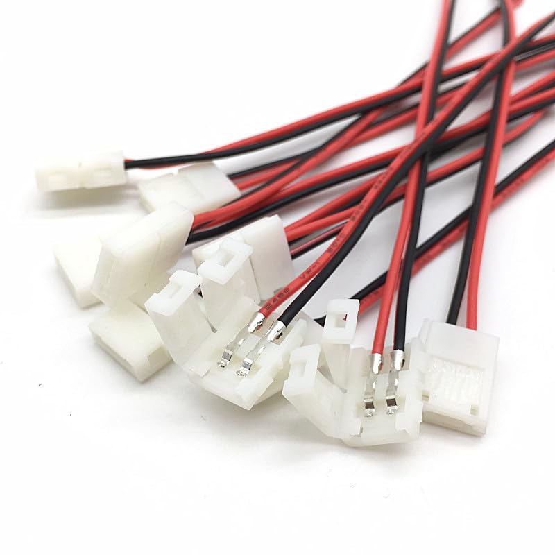 Wiring Connecting Terminals 100pcs/lot LED Strip Connector 2pin 10mm 8mm Two End One End with Wire Free Welding Connector No Need Soldering - (Color: 8mm one end)
