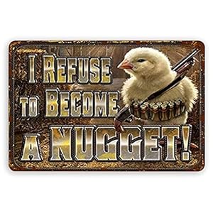 Kip Nugget Weigering Humor Jachthut Cabine Garage Metalen bord voor Outdoor Pub Tuin Patio Thuis Binnenplaats Zwembad…
