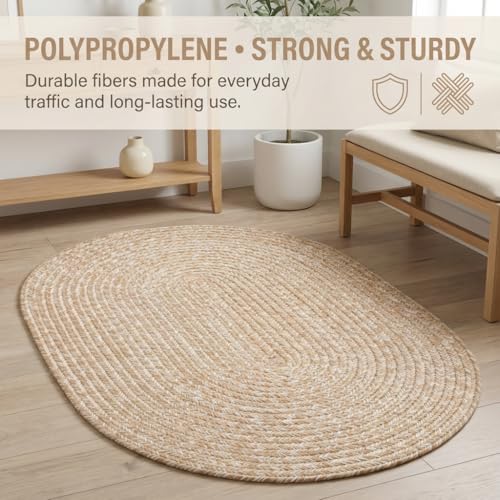 Tapete trenzado beige y marrón 2'x3' Super Area Rugs miniatura 7