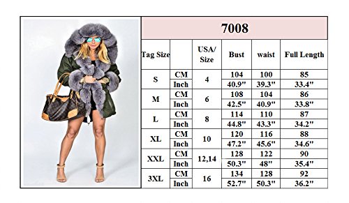 Roiii Womens Hooded Camouflage Warm Winter Coats Faux Fur Jacket Parka Overcoat(X-Large,Black) - Thumbnail 4