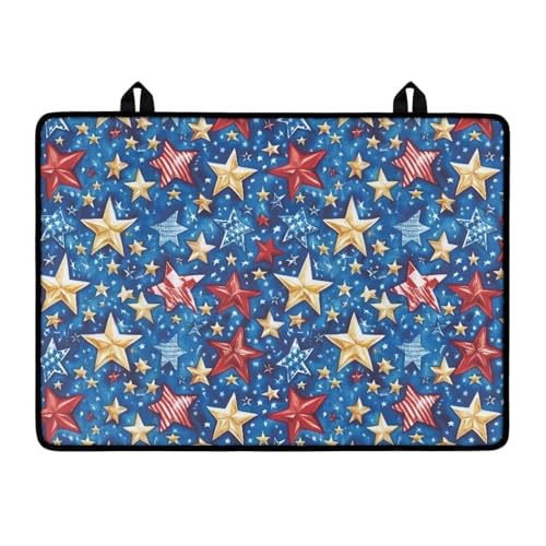 Image of Induction Stove Top Cover Protector Multipurpose Flat Top Stove Cover Mat Universal Stove Top Cover for Electric Anti-Scratching Cooktop Mat, 29 x 21 Inch, Red Blue Yellow Stars Print